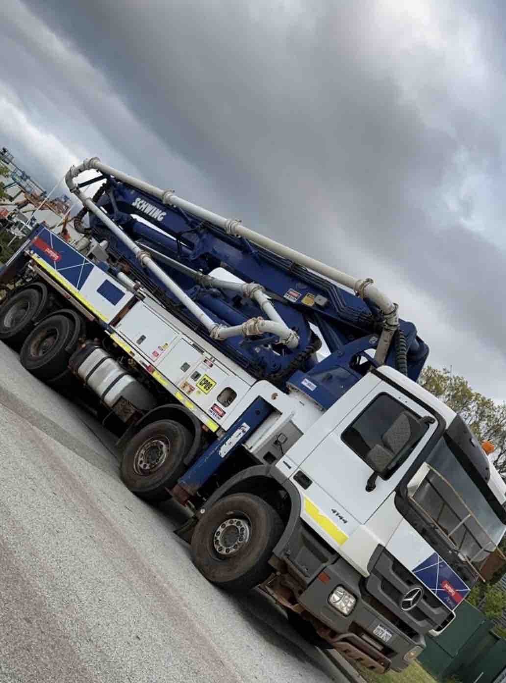 43m Schwing S43SX boom pump on a Mercedes truck