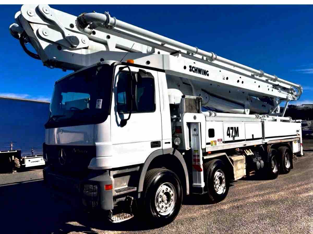 47m Schwing S47SX boom pump on a Mercedes truck