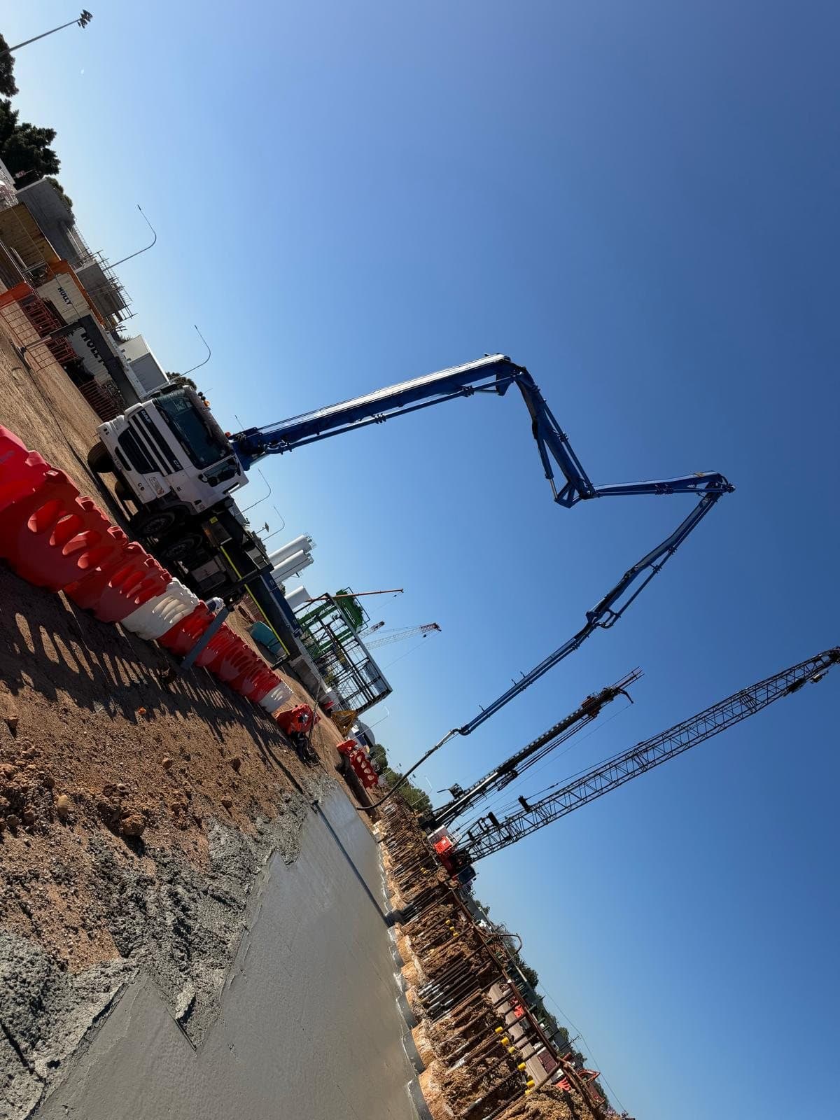 42m boom placing a ground slab