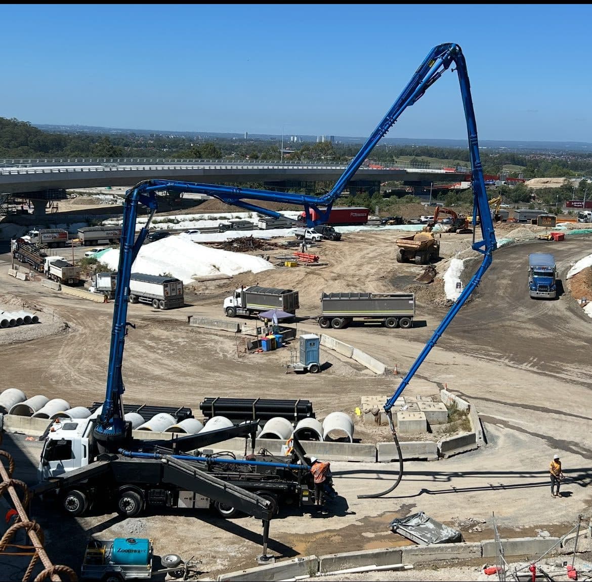 Boom set up on a civil site